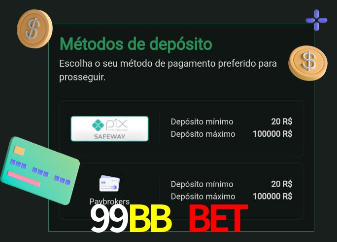 O cassino 99BB bet oferece uma grande variedade de métodos de pagamento